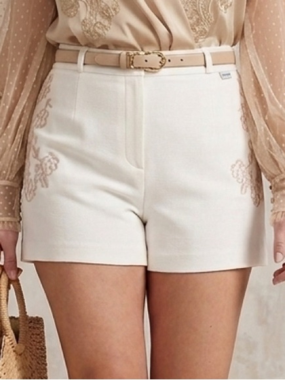 Catherine Malandrino Woman’s Blanc Bella Embroidered Shorts Size 12
